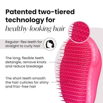 Tangle Teezer The Original Detangling Brush, Dry and Wet Hair Brush Detangler for All Regular Hair Types, Pink Fizz