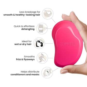 Tangle Teezer The Original Detangling Brush, Dry and Wet Hair Brush Detangler for All Regular Hair Types, Pink Fizz