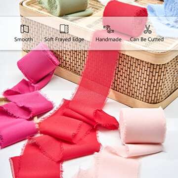 Pretty Jolly Red Pink Chiffon Ribbons for Gift Wrapping