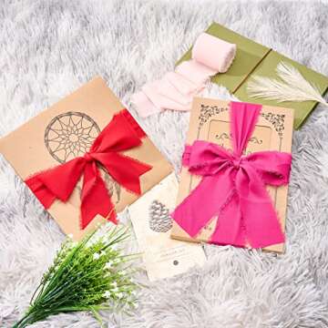 Pretty Jolly Red Pink Chiffon Ribbons for Gift Wrapping