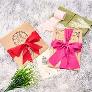 Pretty Jolly Red Pink Chiffon Ribbons for Gift Wrapping