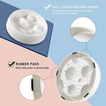 Elongated Design Slow Feeder Cat Bowl, Fun Interactive Bloat Stop Cat Feeder to Slow Down Eating, Anti Vomiting and Prevents Obesity Improves Digestion