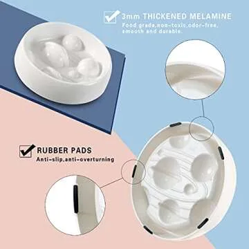 Elongated Design Slow Feeder Cat Bowl, Fun Interactive Bloat Stop Cat Feeder to Slow Down Eating, Anti Vomiting and Prevents Obesity Improves Digestion