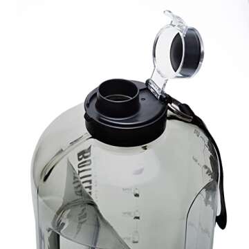 MYSHAKER 1 Gallon Water Jug with Flip-top Lid and Handle Strap, Leak-proof BPA Free Reusable Time Ma...