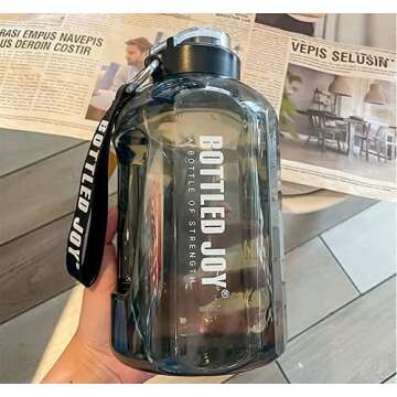 MYSHAKER 1 Gallon Water Jug with Flip-top Lid and Handle Strap, Leak-proof BPA Free Reusable Time Marker Reminder Large Capacity Gallon Water Bottle for Outdoor Sports Fitness Gym Hiking