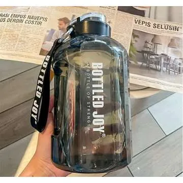 MYSHAKER 1 Gallon Water Jug with Flip-top Lid and Handle Strap, Leak-proof BPA Free Reusable Time Marker Reminder Large Capacity Gallon Water Bottle for Outdoor Sports Fitness Gym Hiking