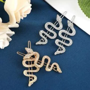 Mabor Snake Hair Clips: Glamorous Diamond Hair Accessories