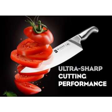 WIZEKA Kitchen Knife Set with Block: 15PCS German Stainless Steel Knife Block Set,One-Piece Design K...