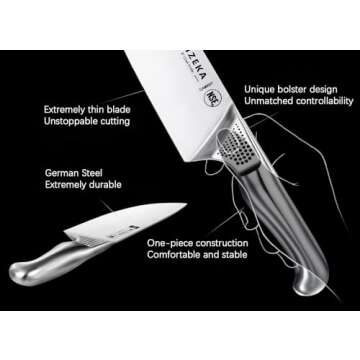 WIZEKA 15PCS German Kitchen Knife Set with Block