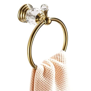 WOLIBEER Gold Towel Ring with Crystal Accent for Bathrooms