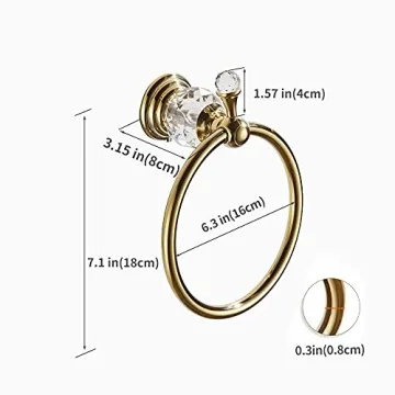 WOLIBEER Gold Towel Ring with Crystal Accent for Bathrooms