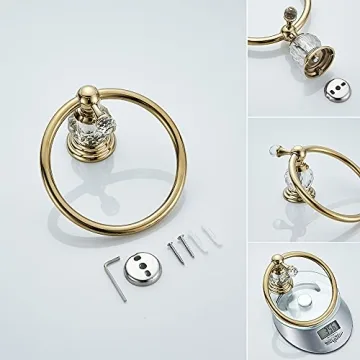 WOLIBEER Gold Towel Ring with Crystal Accent for Bathrooms