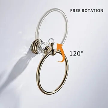 WOLIBEER Gold Towel Ring with Crystal Accent for Bathrooms