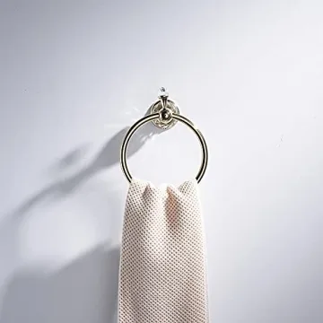WOLIBEER Gold Towel Ring with Crystal Accent for Bathrooms