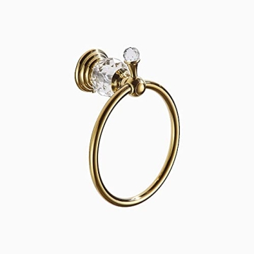WOLIBEER Gold Towel Ring with Crystal Accent for Bathrooms