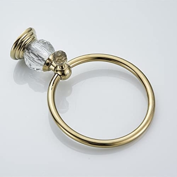 WOLIBEER Gold Towel Ring with Crystal Accent for Bathrooms