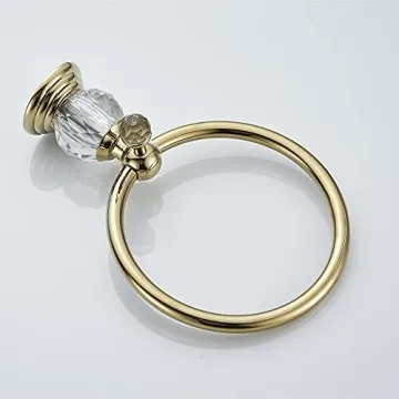 WOLIBEER Gold Towel Ring with Crystal Accent for Bathrooms