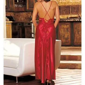 Elegant Women's Charmeuse and Lace Nightgown