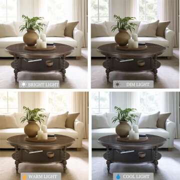 Martha Stewart Phillippe Round Lily Pond Collection, Coastal Coffee Shelving for Storage Cottage Inspired Living Room Table, 42" Wide, Brown