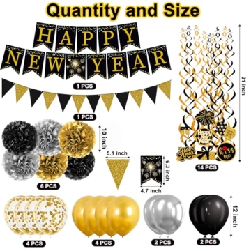 New Year’s Eve Party Supplies - 34PCS Decorations Set 2026