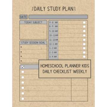 Homeschool Planner Kids Daily Checklist Weekly | kindergarten homeschool log book & Lesson journal: With Trendy ilustration design,Homework Tracker,Daily Study plan,120 sheets