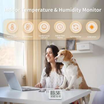 DOOMAY Room Thermometer Indoor - Hygrometer Temperature and Humidity Monitor with High Accuracy Sens...