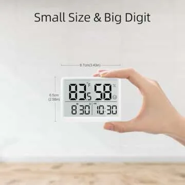DOOMAY Room Thermometer Indoor - Hygrometer Temperature and Humidity Monitor with High Accuracy Sensor LCD Display Large Display Date Clock for Kitchen Baby Room Office (White)