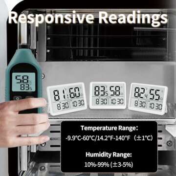 DOOMAY Room Thermometer Indoor - Hygrometer Temperature and Humidity Monitor with High Accuracy Sensor LCD Display Large Display Date Clock for Kitchen Baby Room Office (White)