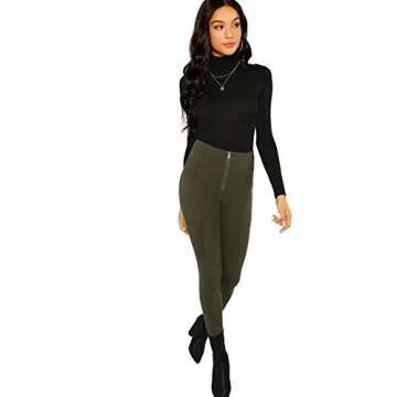 Floerns Women's Long Sleeve Slim Fit Turtleneck Basic T-Shirts A Black M