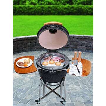 Little Griddle KQ-17-R Stainless Steel Outdoor BBQ Griddle, 17 x 14, For Charcoal Kettle and Kamado ...