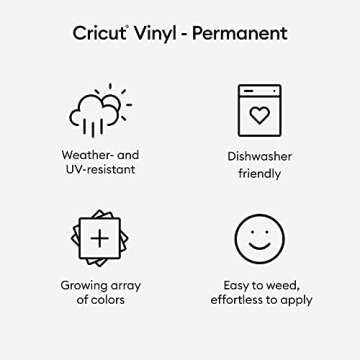 Cricut Premium Permanent Vinyl Roll - Weather-Resistant DIY Crafting Vinyl (12 in x 15 ft) in Tomato...