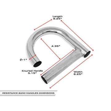 Garage Fit All-Metal Resistance Band Handles (Set of 2) | Heavy Duty Industrial Grade Steel | Extra-Gripped Knurled Surface | Strongest Handles for Elastic Band Workouts (Chrome)