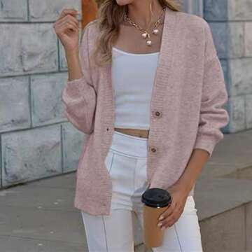 Hyipels Women's Long Sleeve Cardigan Sweater,Cute Y2K Top Knit Colorful Patterned V Neck Button Outwear S~XL