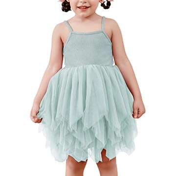 Toddler Party Tutu Dresses 2t Sleeveless Princess Tulle Sundress Bridesmaid Birthday Photo Shoot (Dusty Blue)