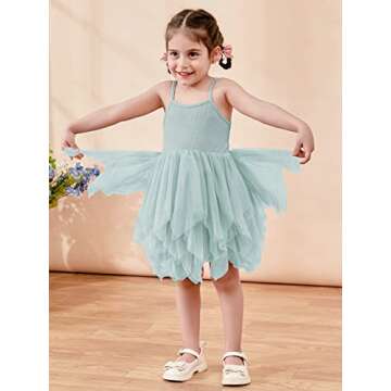 Toddler Party Tutu Dresses 2t Sleeveless Princess Tulle Sundress Bridesmaid Birthday Photo Shoot (Dusty Blue)