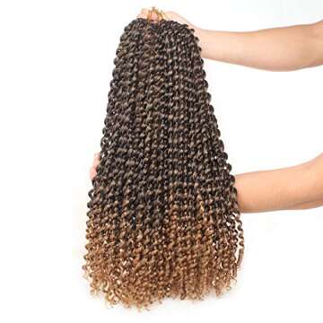Xtrend 6 Packs 18 Inch Passion Twist Crochet Braids Hair Water Wave Long Bohemian Hair For Passion Twist Ombre Bohemian Braiding Hair Synthetic Natural Hair Extensions 22strands/pack T27#
