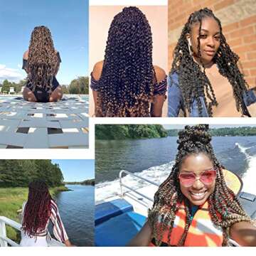 Xtrend 6 Packs 18 Inch Passion Twist Crochet Braids Hair Water Wave Long Bohemian Hair For Passion Twist Ombre Bohemian Braiding Hair Synthetic Natural Hair Extensions 22strands/pack T27#