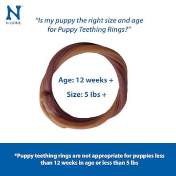 N-Bone Puppy Teething Rings Peanut Butter Flavor Dog Treat, 6 Count Bag, 7.2-oz
