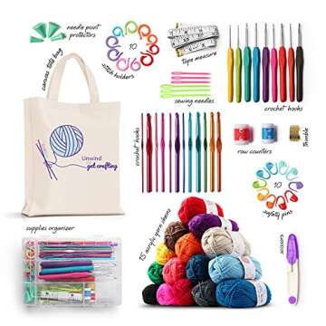 Ultimate 73 Piece Crochet Set for Beginners, Kids & Adults with Yarn, Hooks, and Accessories