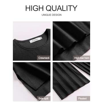 ANRABESS Women 2 Piece Outfits Casual Summer Sleeveless Tops Knit Pants Sweater Lounge Matching Sets 2025 Trendy Clothes Black Medium