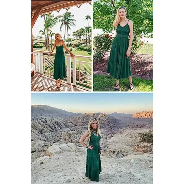 Dokuritu Cocktail Dress Green Dresses for Women Beach Crochet Lace Maxi Dress Summer Spaghetti Strap Long Dress Vacation Outfits 2024(DarkGreen,L)