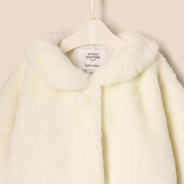 Amazon Essentials x Sofia Grainge Toddler Girls' Faux Fur Jacket, Ivory, 3T