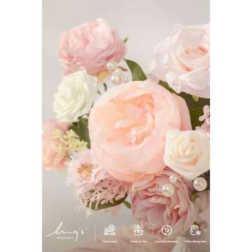 Ling's Moment Blush Silk Artificial Flowers Combo for Wedding Bouquets Centerpieces Flower Arrangements Decorations Bridal Shower
