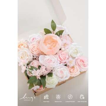 Ling's Moment Blush Silk Artificial Flowers Combo for Wedding Bouquets Centerpieces Flower Arrangements Decorations Bridal Shower
