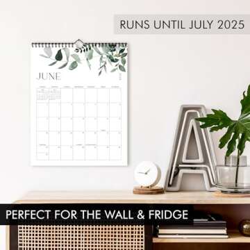 Aesthetic Vertical Modern Greenery Wall Calendar - Runs from January 2024 Until July 2025 - The Perf...