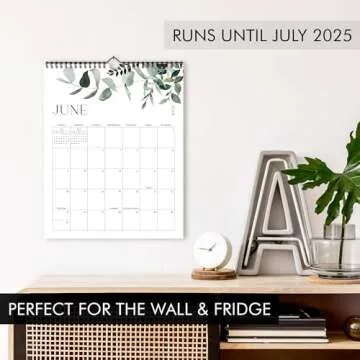 Aesthetic Vertical Modern Greenery Wall Calendar - Runs from January 2024 Until July 2025 - The Perf...