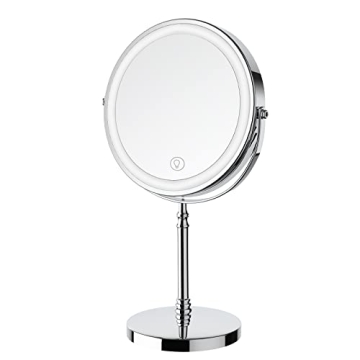 Lighted Makeup Mirror with Rechargeable Magnification