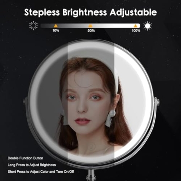 Lighted Makeup Mirror with Rechargeable Magnification