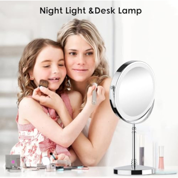 Lighted Makeup Mirror with Rechargeable Magnification