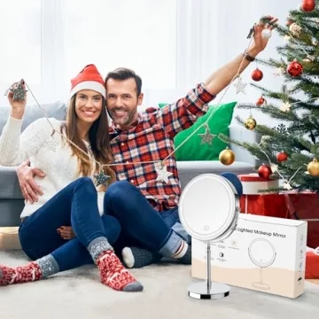 Lighted Makeup Mirror with Rechargeable Magnification